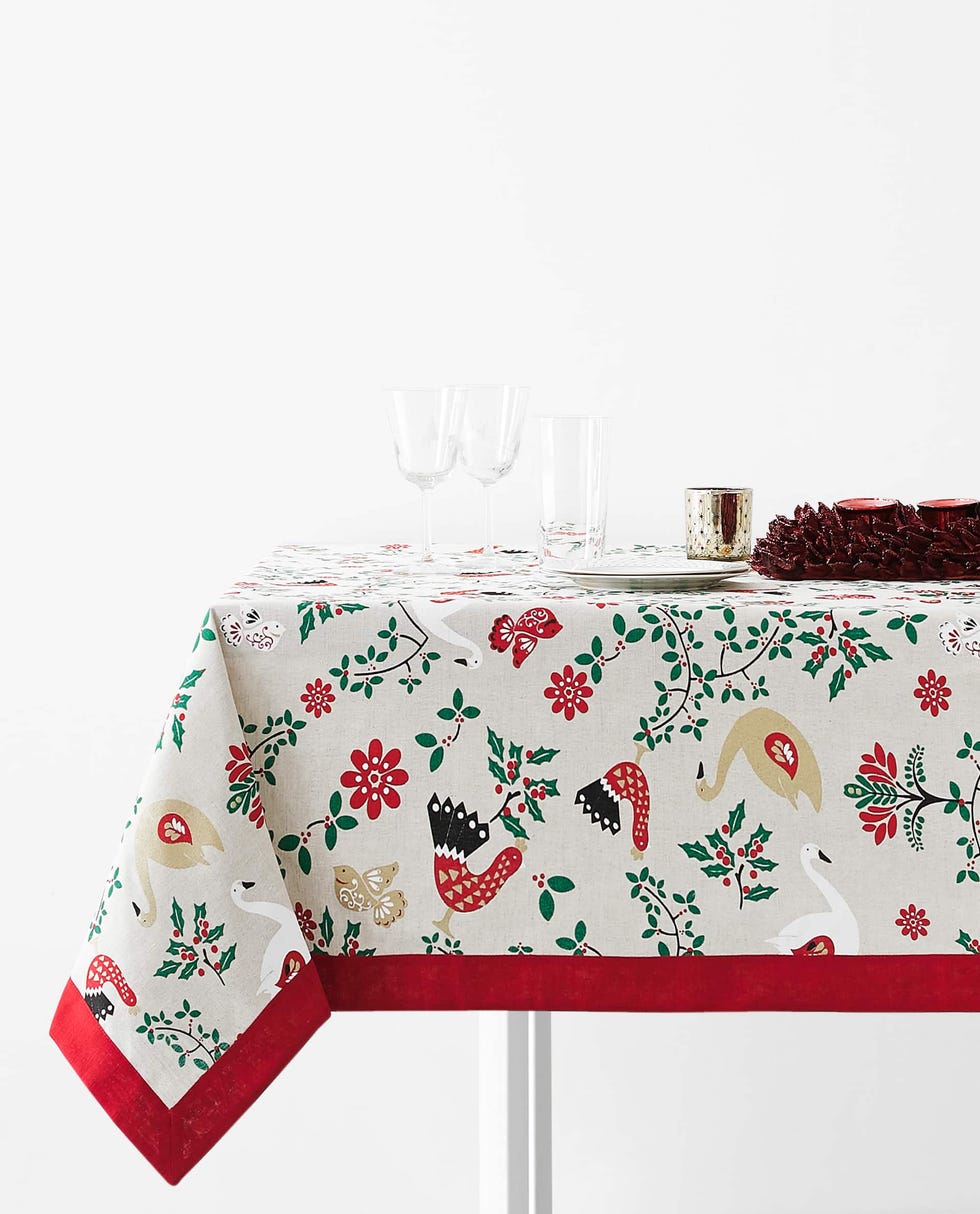 Mantel de lino estampado