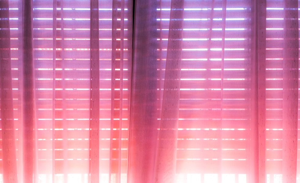 Pink, Red, Light, Line, Window covering, Textile, Magenta, Tints and shades, Window blind, Interior design, 