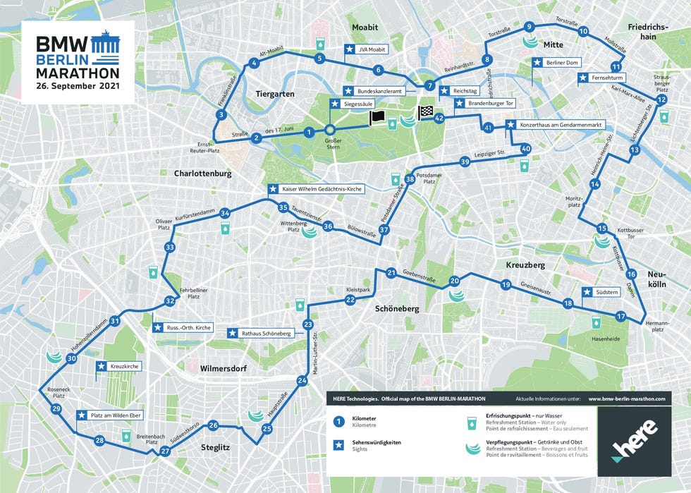 mapa del recorrido del maratón de berlín