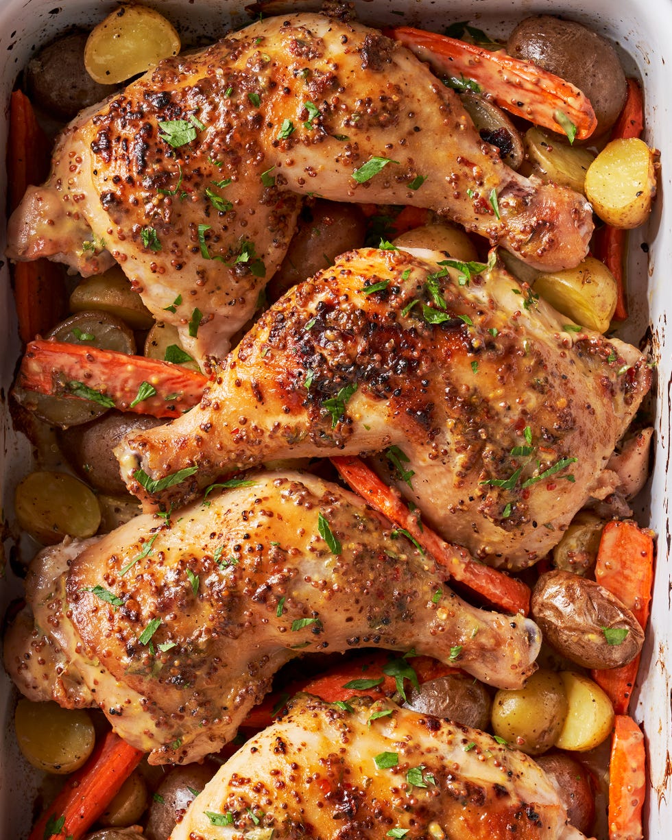 Maple Mustard Glazed Chicken with Carrots and Potatoes