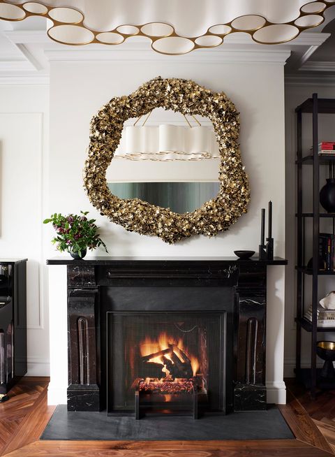 black marble fireplace
