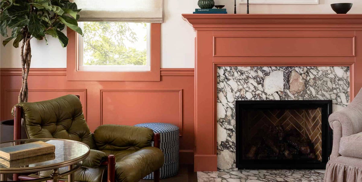 Marble in Red wall Painted living room