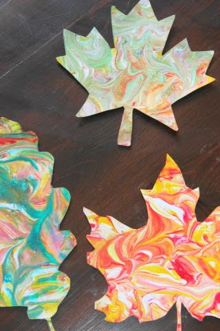 fall crafts for kids marbled leaves