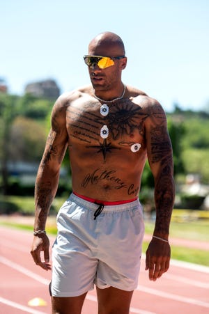 rome, italy april 28 marcell jacobs during the italy athletics team training at stadio paolo rosi on april 28, 2023 in rome, italy photo by alessandro levatigetty images