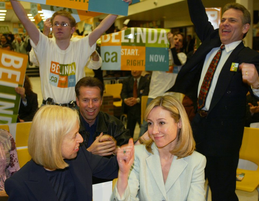 March 10, 2004 LEFT TO RIGHT Elfriede Stronach, Belinda's mom, reacts with Belinda after it was anno