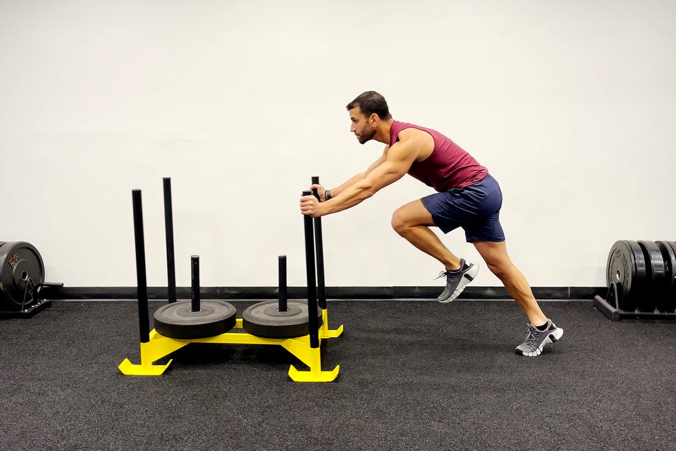 sled workout, marching sled push