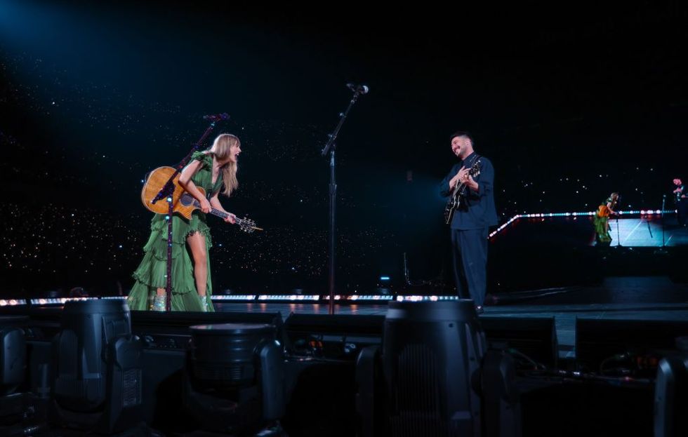 marcus mumford performs with taylor swift during night two of taylor swift the eras tour las vegas, nv