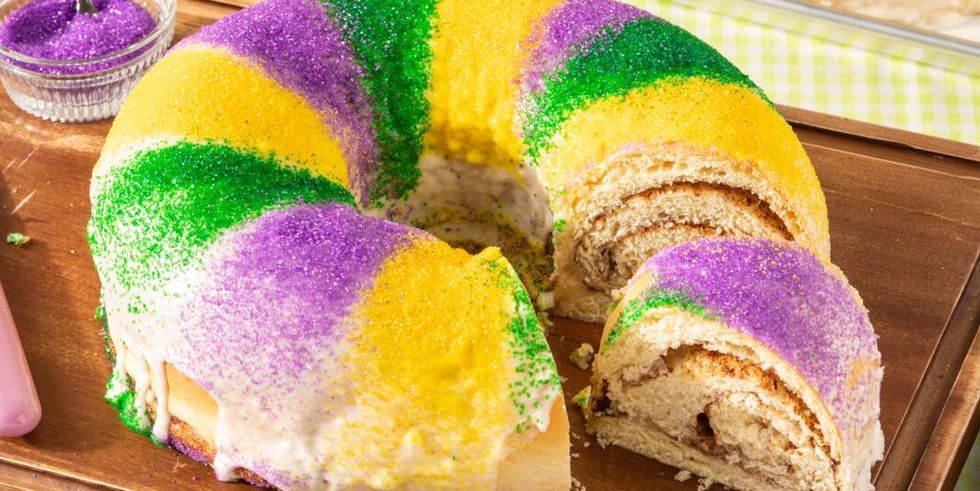 mardi gras foods recipes king cake on pioneer woman cutting board