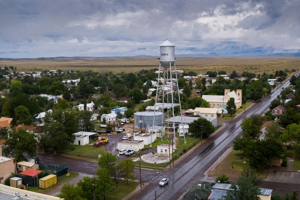 a large tower in a town