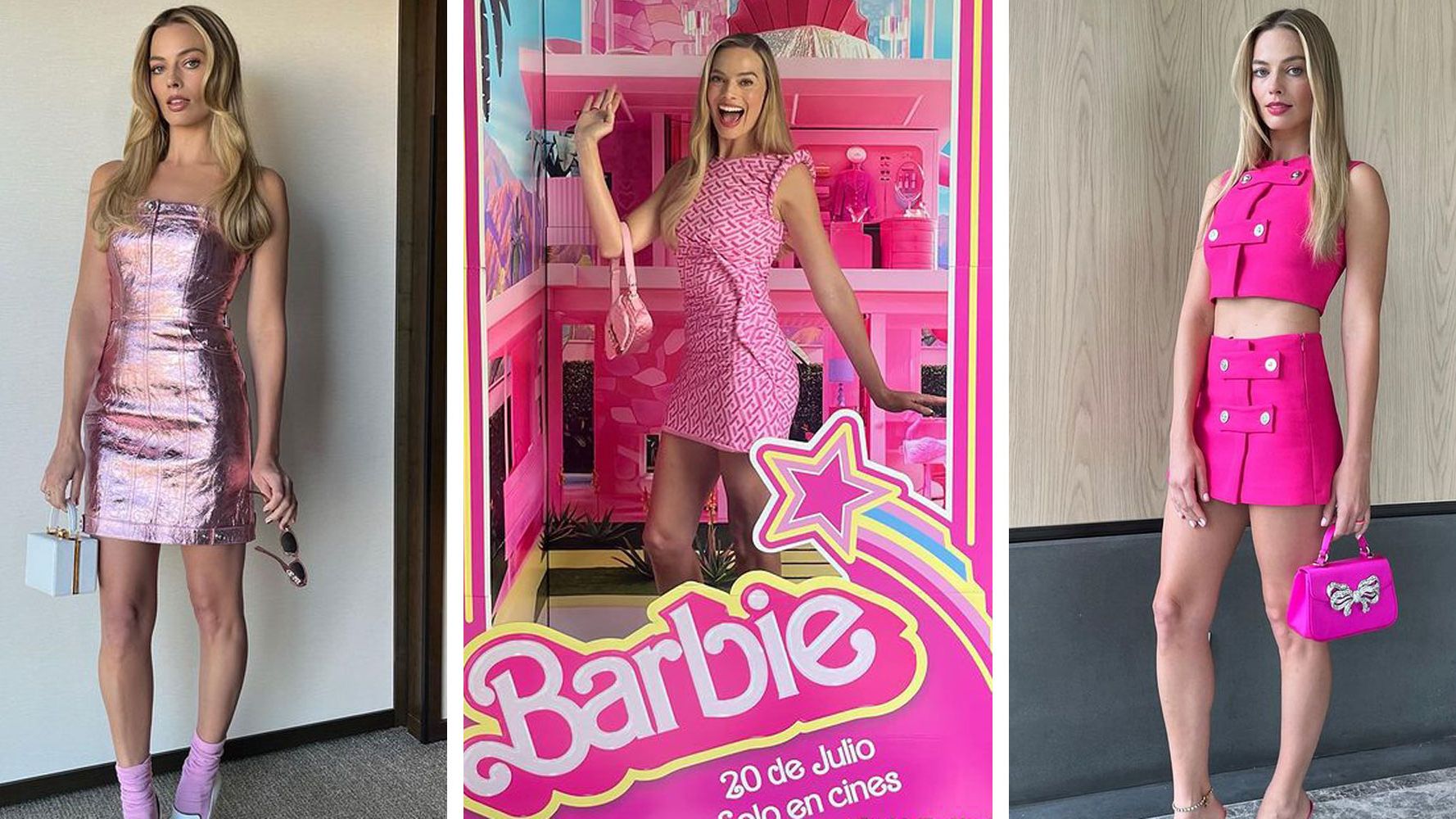 Margot Robbie Channels Barbie At London Premiere In Pink Dress