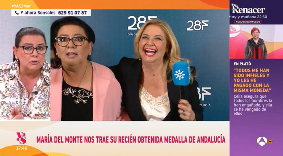 la cantante explica su cobra a su mujer en el programa de antena 3 de sonsoles onega