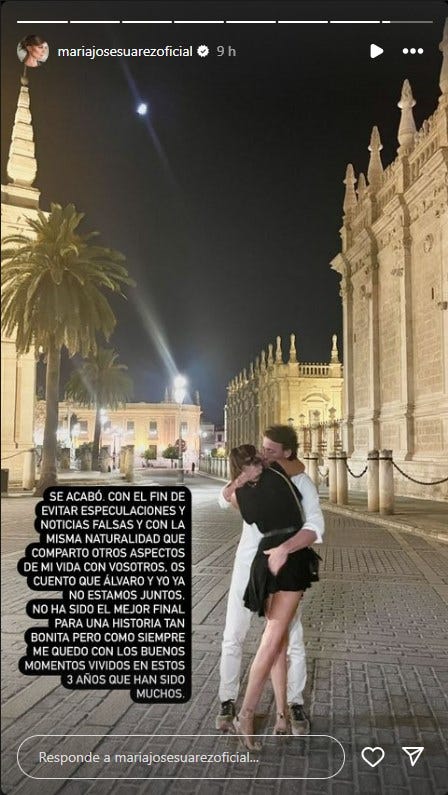 maria jose suarez confirma con una foto en instagram su ruptura con alvaro munoz escassi