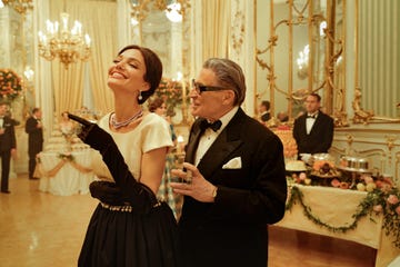 maria l to r angelina jolie as maria callas and haluk bilginer as aristotle onassis in maria cr pablo larrain 2024