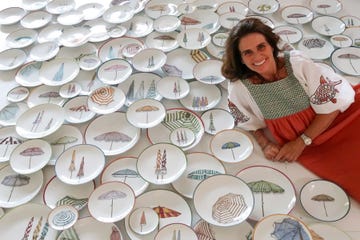 platos de limoge pintados a mano con motivos veraniegos