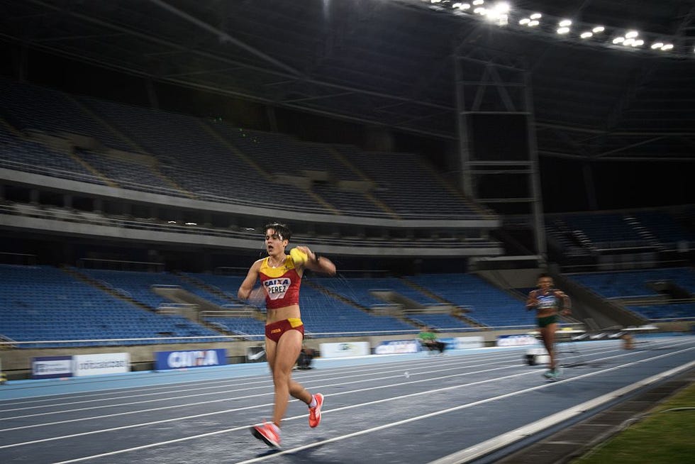 maría pérez compite en los 10000 metros marcha de los juegos iberoamericanos del año 2016