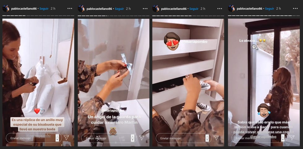 maría pombo abriendo sus regalos