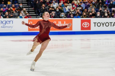 mariah bell of the rocky mountain fsc performs during the championship ladies free skate during the us figure skating championships at bridgestone arena on january 7 2022 in nashville tn