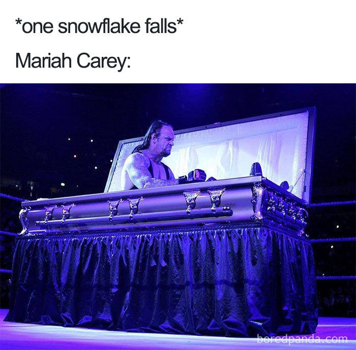 mariah carey when one snowflake falls - christmas memes