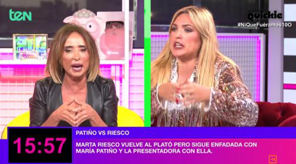 la presentadora y la colaboradora discuten en el plato de ni que fueramos