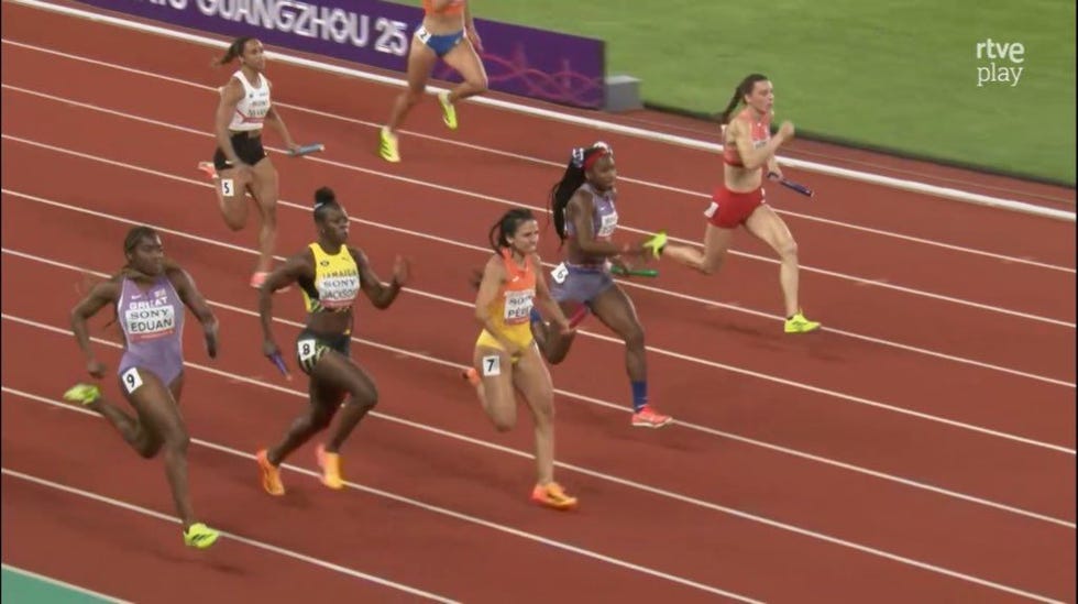maribel perez relevo 4x100m españa mundial relevos