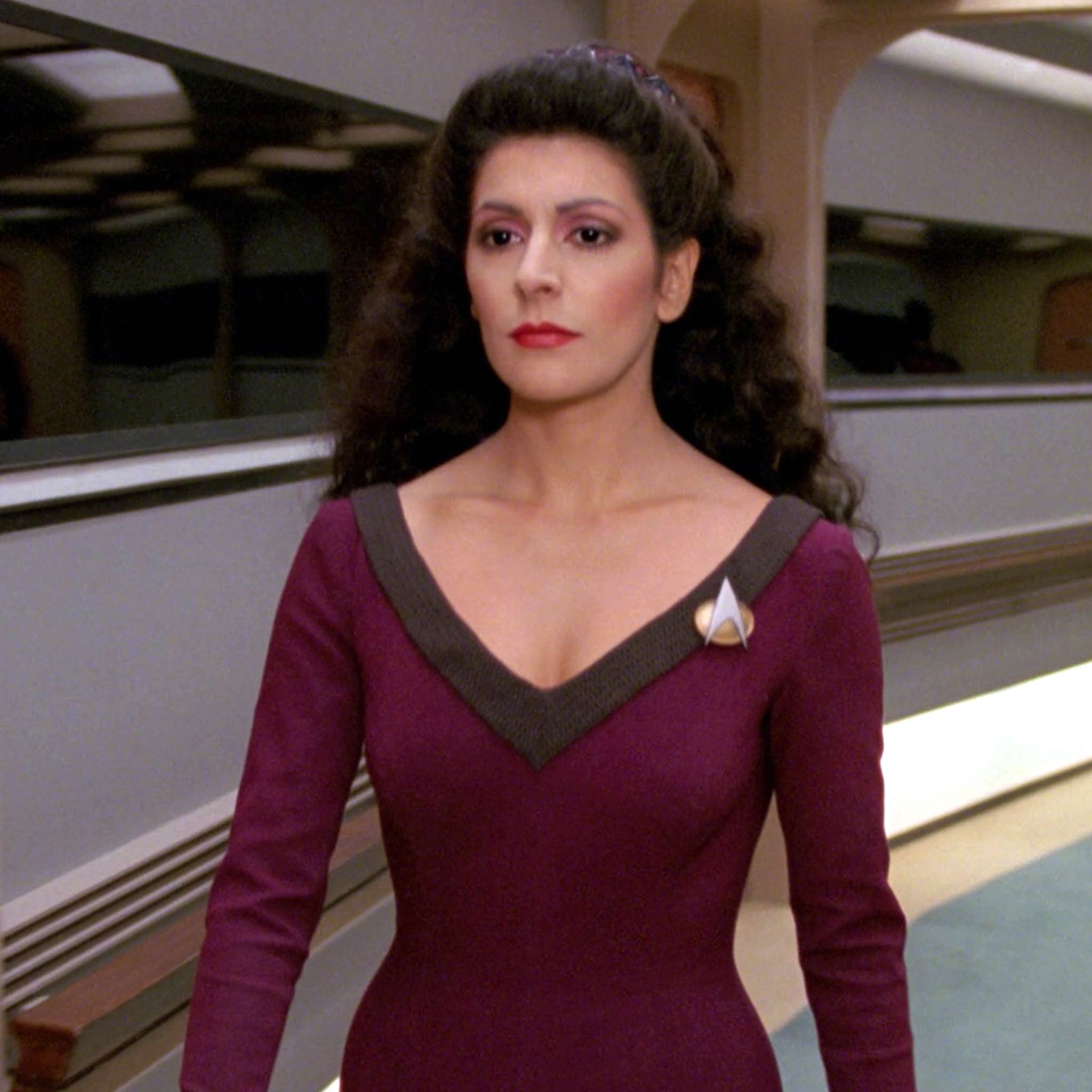 Marina Sirtis as Counselor Deanna Troi in Star Trek The Next Generation