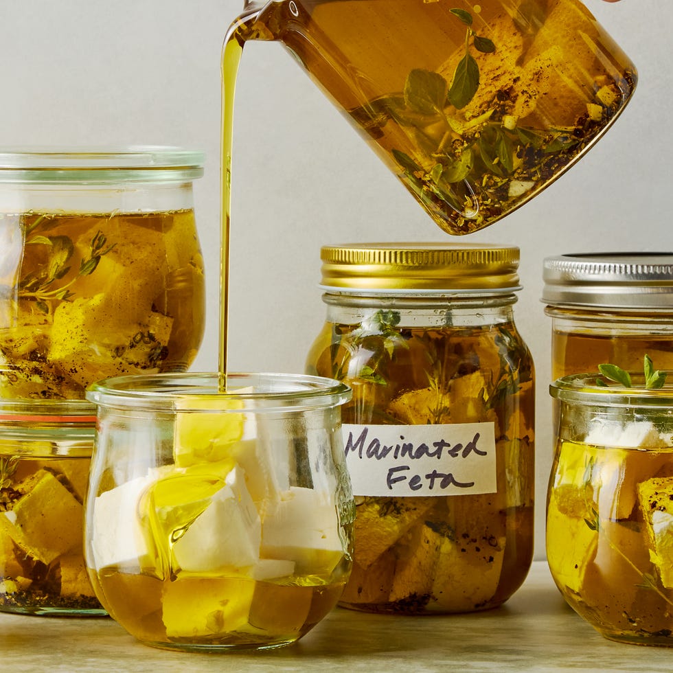 marinated feta in a jar