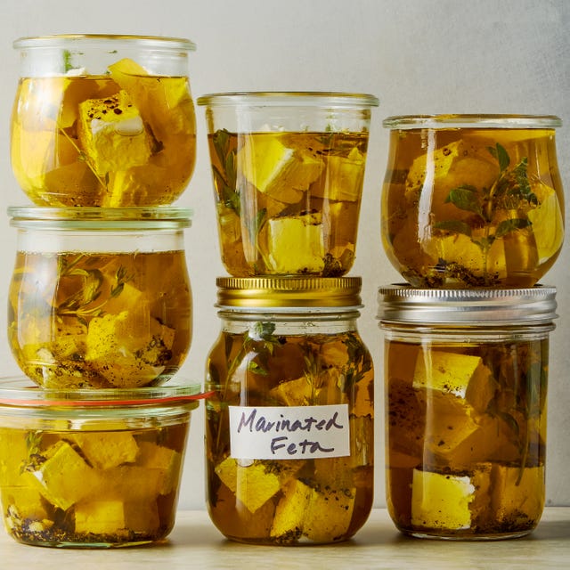 marinated feta in a jar
