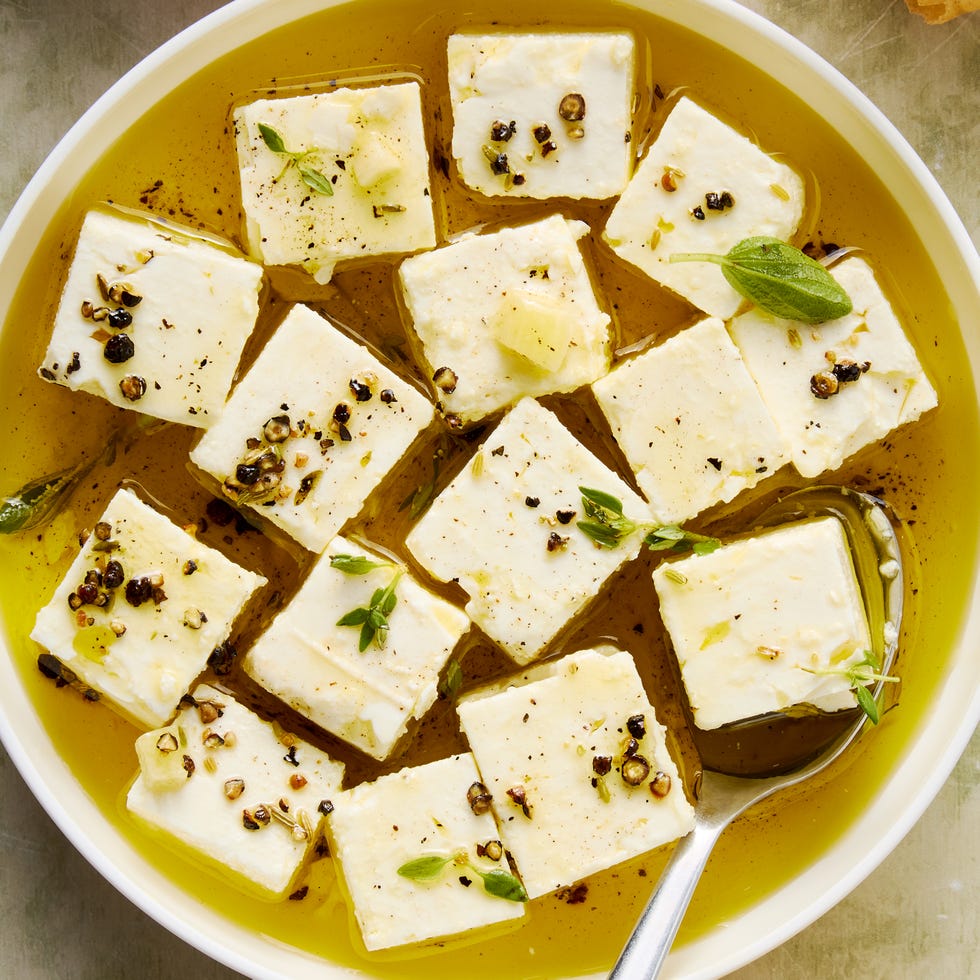 marinated feta in a jar