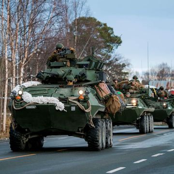 norway nato defence exercise trident juncture with marines driving lav 25 light mobility vehicles