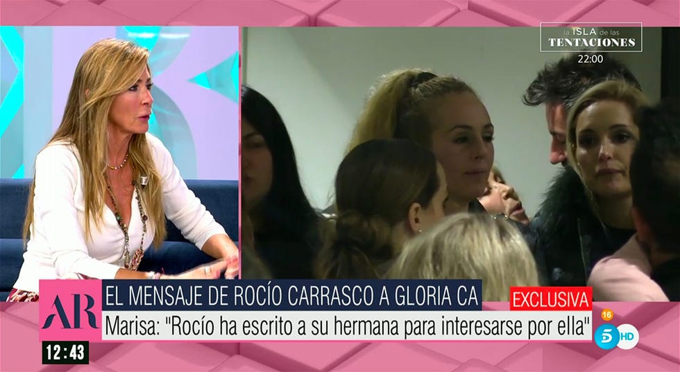 marisa martín blázquez cuenta el mensaje de rocío carrasco a su hermana gloria camila