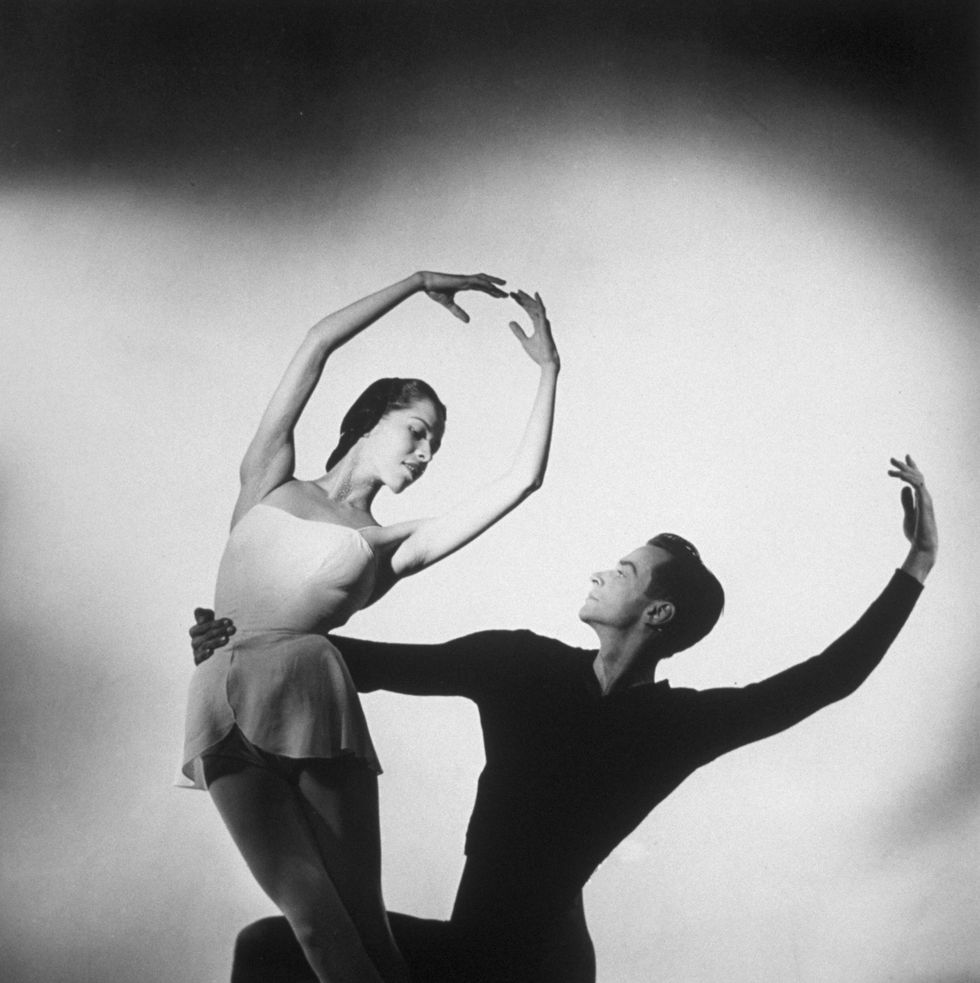 marjorie tallchief and george skibine of the new york city ballet dancing in 'concerto barocco'. choreography by george balanchine. (photo by baron/hulton archive/getty images)