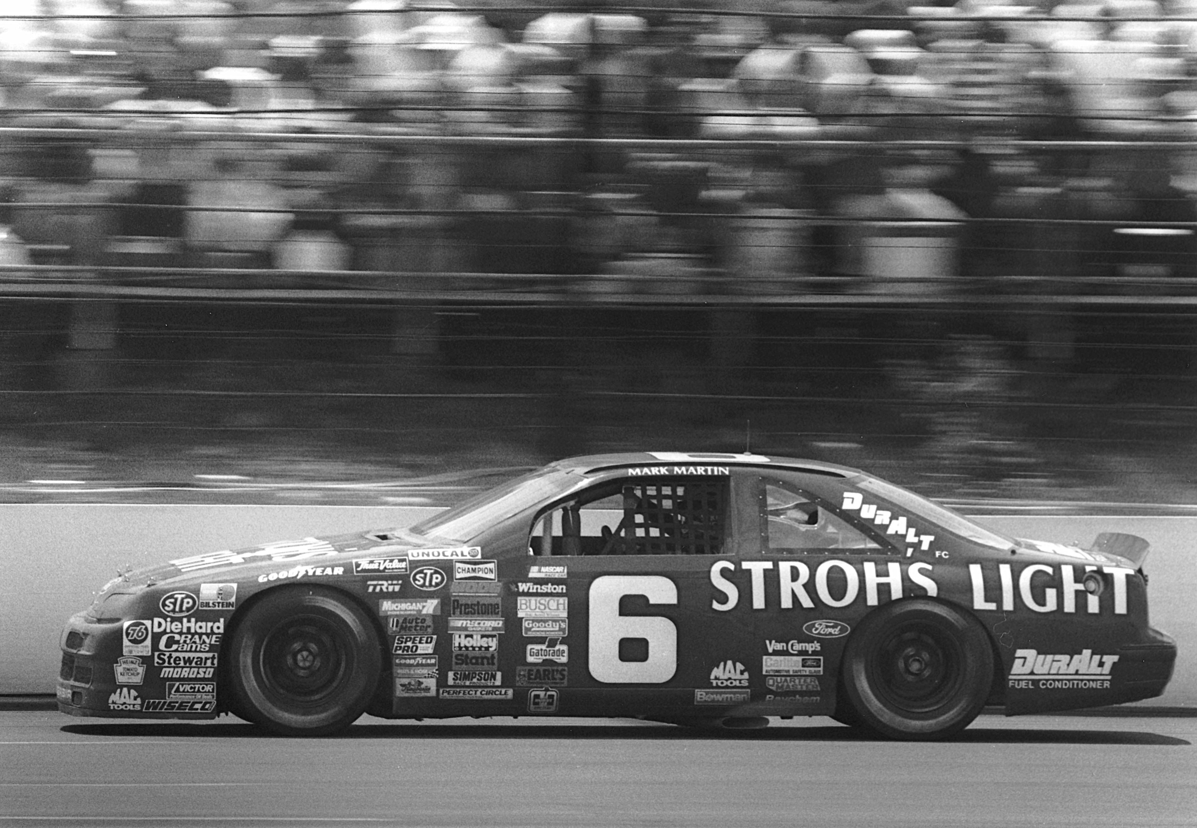 Mark Martin in the Number 6 car moves into second place during lap