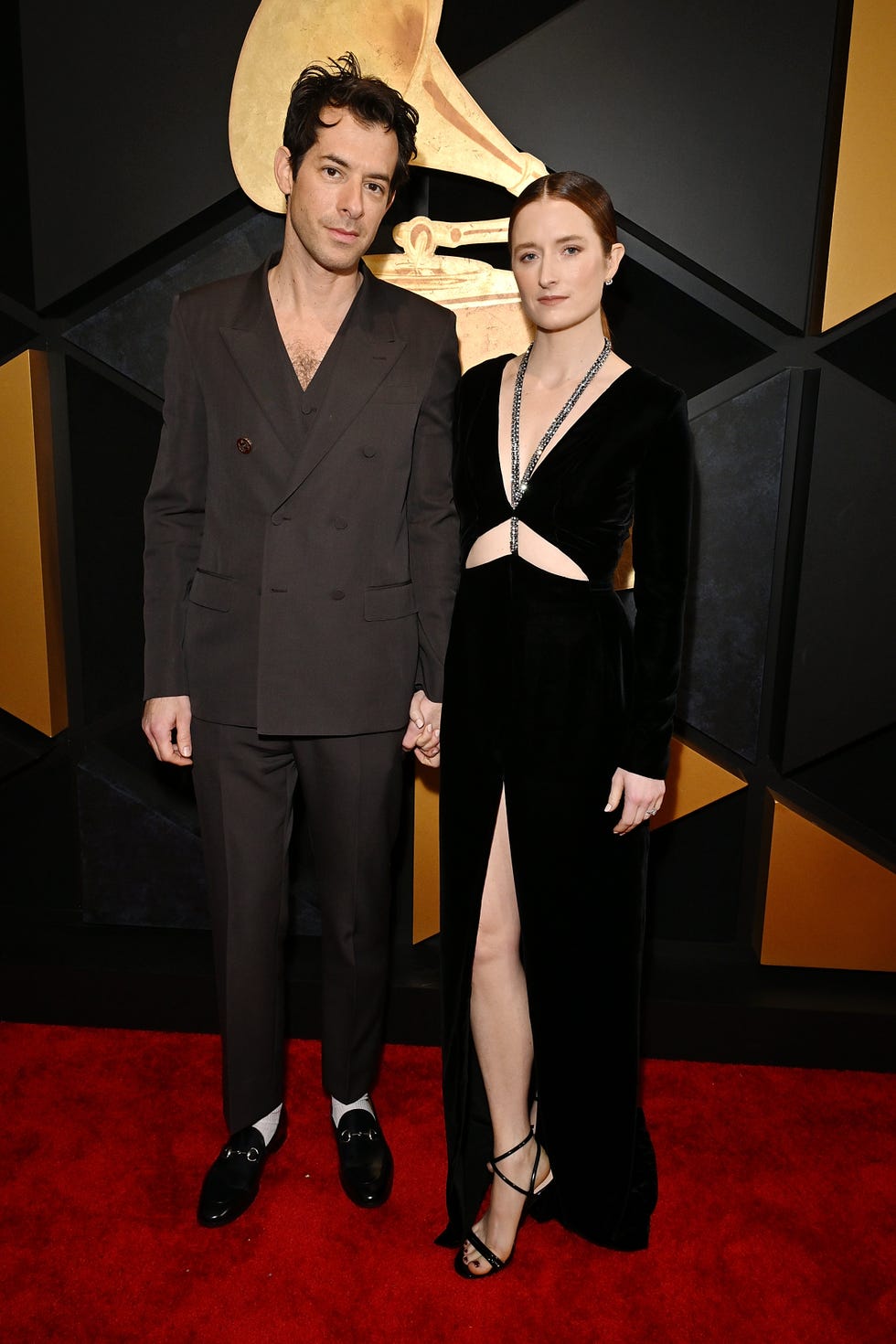 los angeles, california february 04 l r mark ronson and grace gummer attend the 66th grammy awards at cryptocom arena on february 04, 2024 in los angeles, california photo by lester cohengetty images for the recording academy