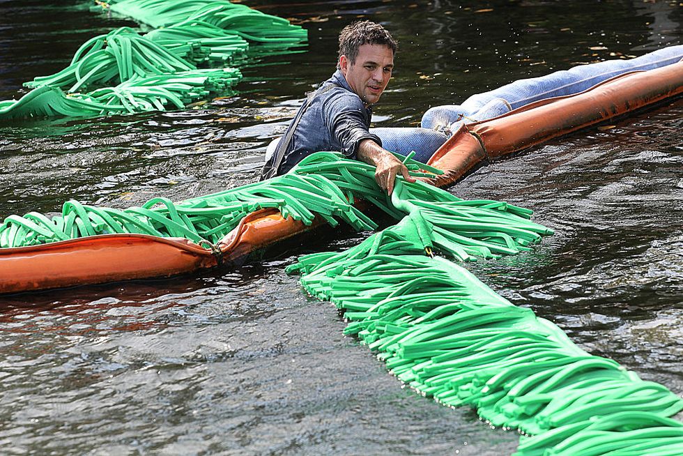mark ruffalo goes wading in the charles river