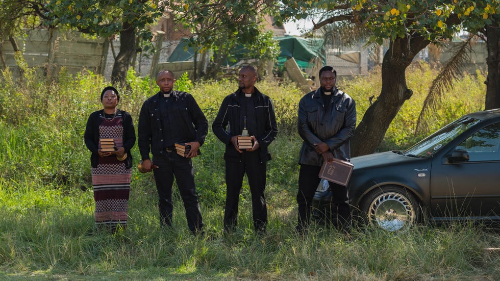 marked s1. (l to r) lerato mvelase as babalwa g, leroy gopal as tatenda ngezi, sdumo mtshali as tebza nyembezi in marked s1. cr. courtesy of netflix © 2025