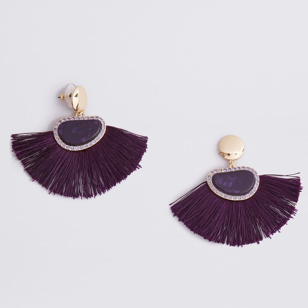 Ailsie Stylish Fashion Beautiful Silk Thread Earrings Long 3 Cm Long Tassel  Earring - Dark Blue - Small : Amazon.in: Jewellery