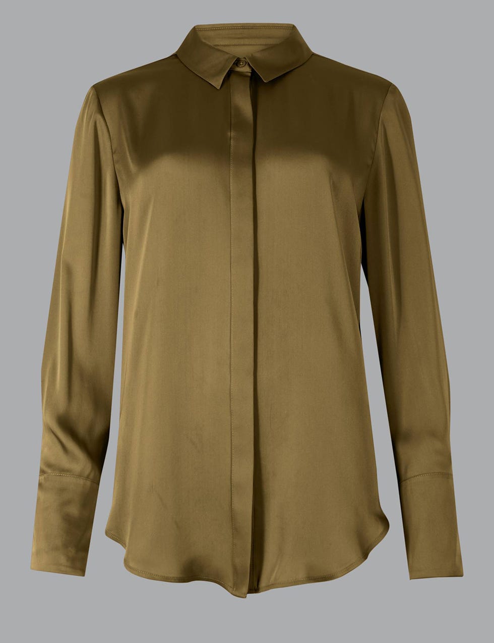 M&S khaki satin shirt