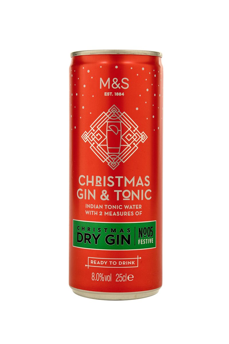 Marks & Spencer Christmas Gin & Tonic in a can M&S Christmas cocktail