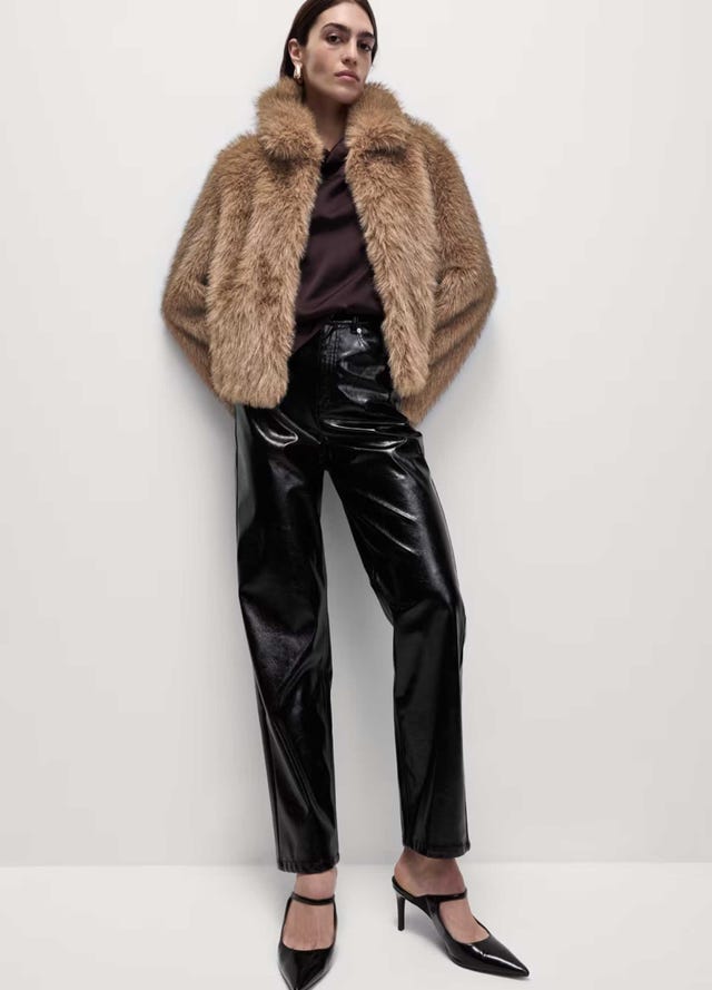 marks spencer faux fur coat