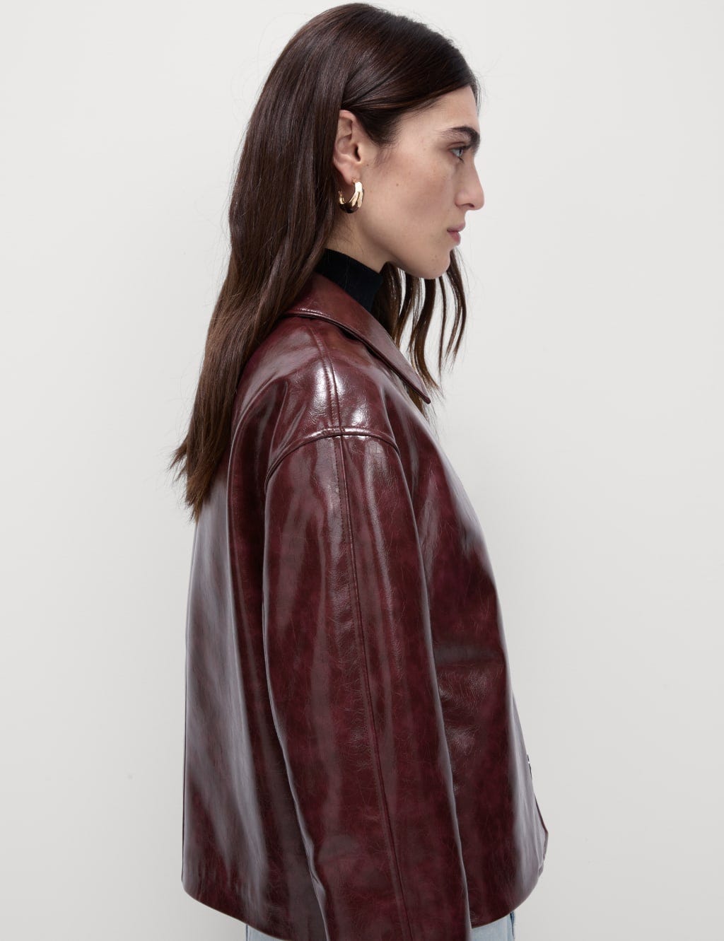 Oxblood faux leather jacket hotsell