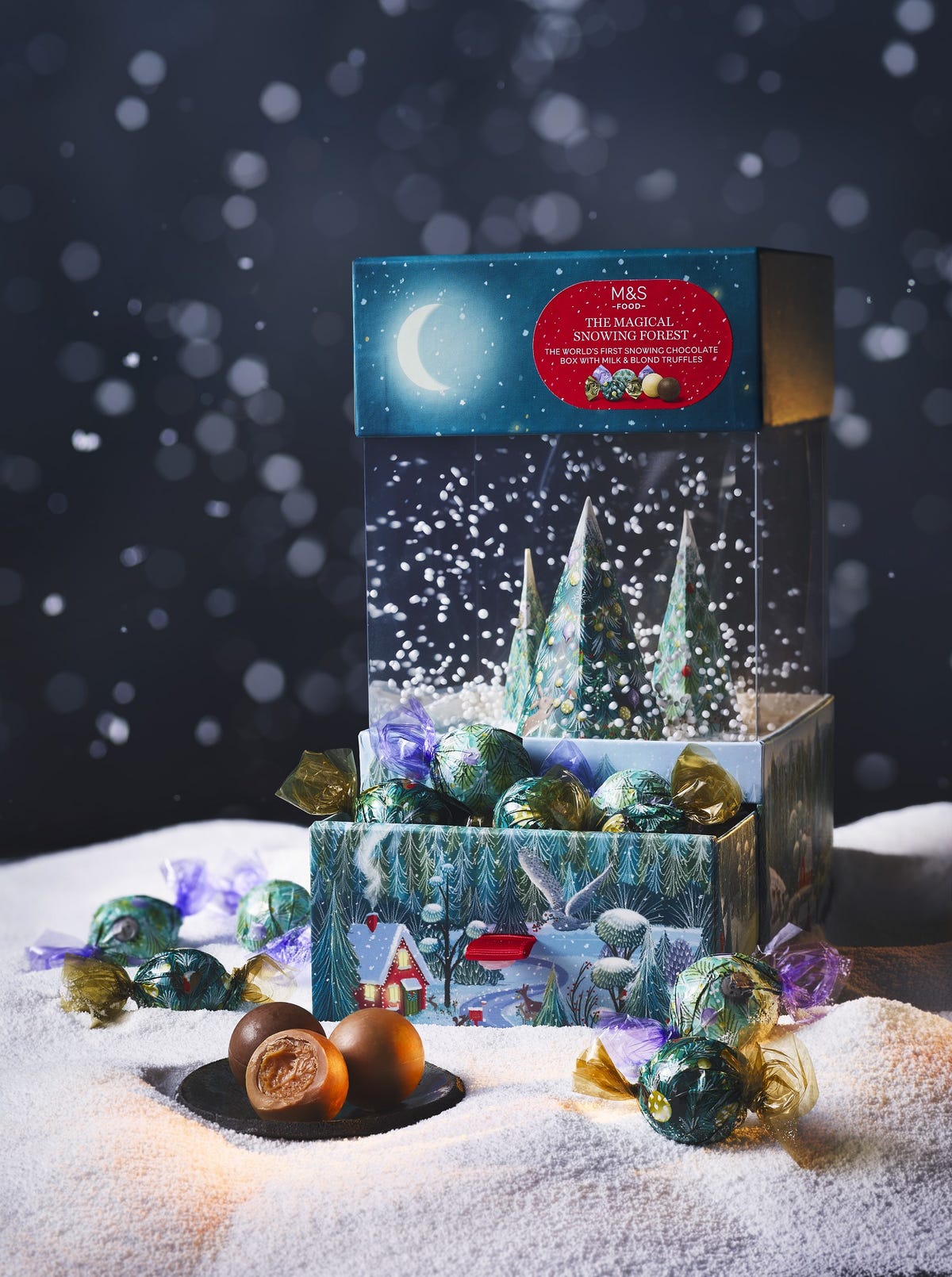 M&S launches a magical snowing forest light-up chocolate box