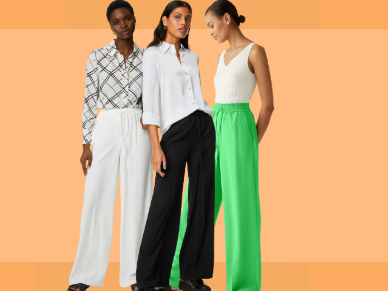 Crepe trousers with drawstrings - Women's fashion