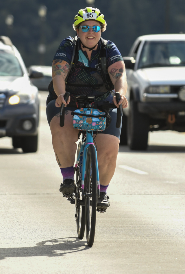 marley blonsky riding solo during the seattle to portland ride in 2022