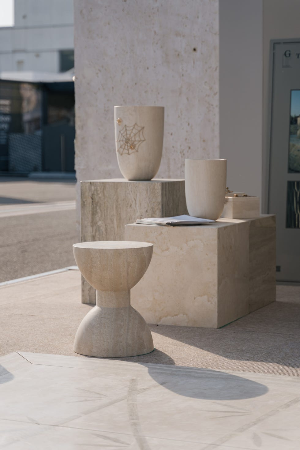 a couple of vases on display