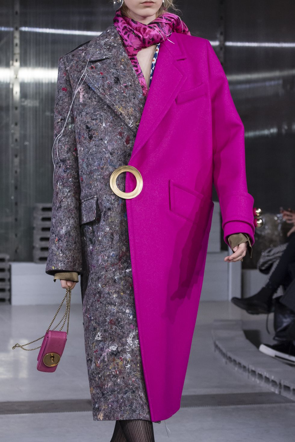 Clothing, Pink, Fashion, Overcoat, Coat, Magenta, Outerwear, Trench coat, Haute couture, Duster, 