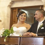 prayer for marriage wife and husband at altar smiling at each other