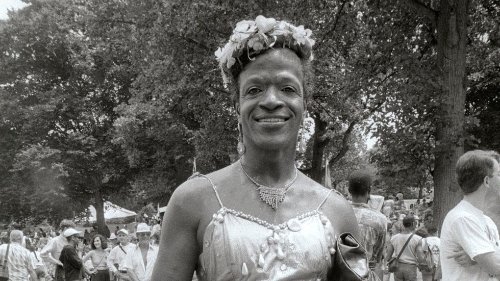 File photo: Baltimore, MD June 6, 1991: Marsha P. Johnson, a gay liberation activist and self-identified drag queen poses during her appearance at - Image ID: 2GAD8JP (RM)