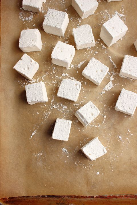 homemade marshmallows on parchment paper
