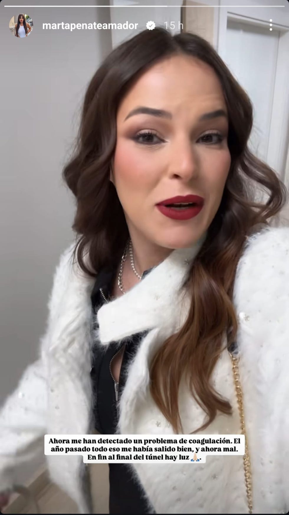 marta penate cuenta en su cuenta de instagram el problema de coagulacion en la sangre que le han detectado y que le complica su proceso de embarazo