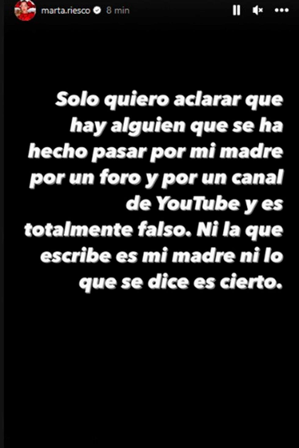 marta riesco niega que su madre haya hecho ninguna declaración en referencia a su ruptura con antonio david flores